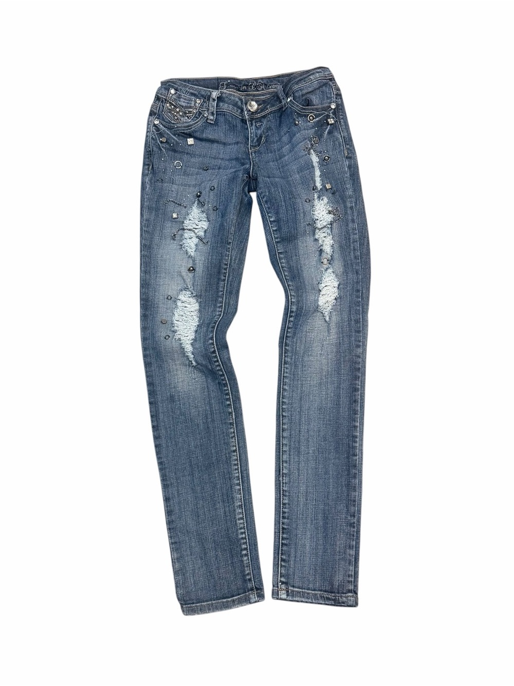 Grace in LA Y2K Embellished Rhinestone Skinny Jeans Size 3/25